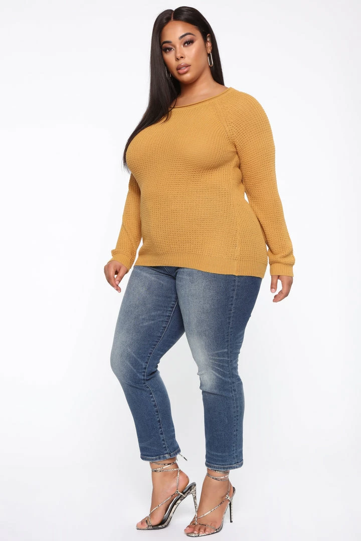 Fashion Nova Pullovers Ariana Waffle Sweater - Mustard