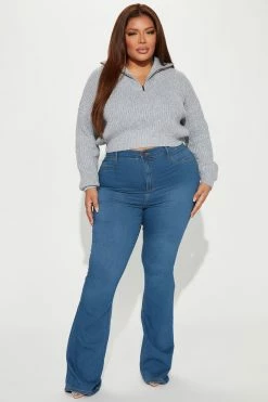 Fashion Nova Claire Knit Sweater - Heather Grey Pullovers
