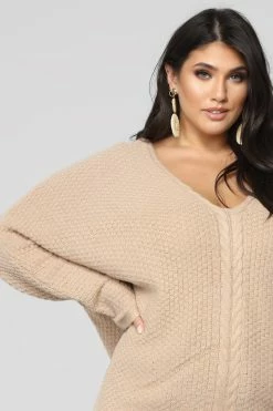 Fashion Nova Brandy Lace Up Sweater - Cocoa
