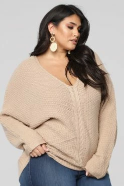 Fashion Nova Brandy Lace Up Sweater - Cocoa