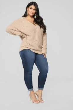 Fashion Nova Brandy Lace Up Sweater - Cocoa