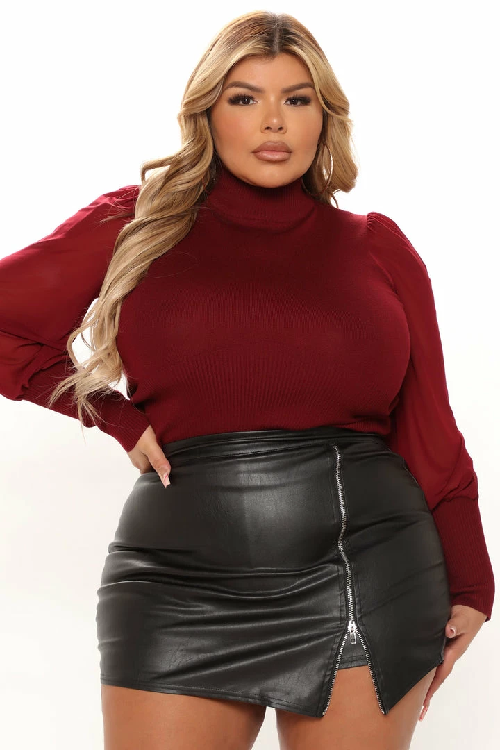 Fashion Nova Meet Me In Manhattan Sweater - Burgundy Pullovers