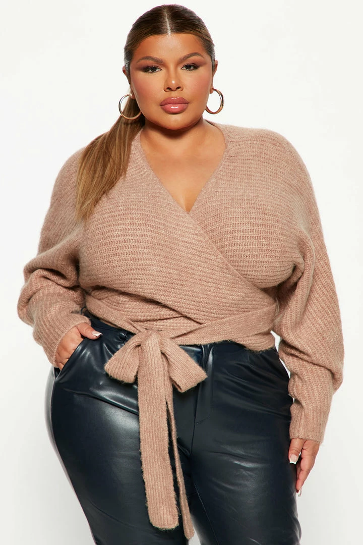 Fashion Nova Pullovers Under Wraps Rib Knit Sweater - Mocha