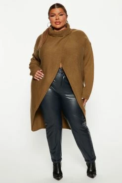 Fashion Nova Pullovers By My Side Turtle Neck Sweater - Olive