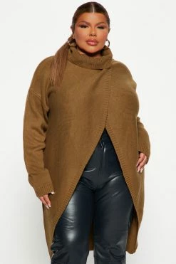Fashion Nova Pullovers By My Side Turtle Neck Sweater - Olive