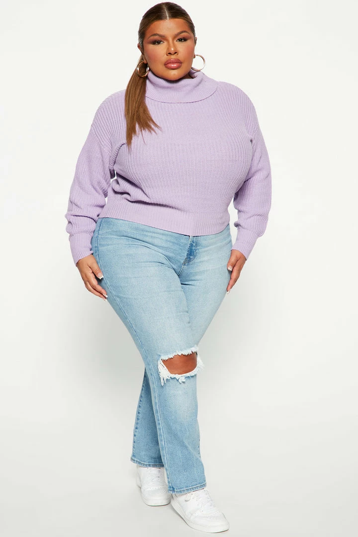 Fashion Nova Pullovers Roll With The Flow Turtleneck Sweater - Lavender