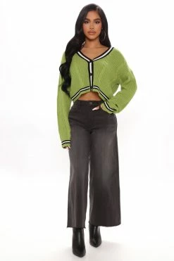 Fashion Nova Playing Games Cardigan - Green