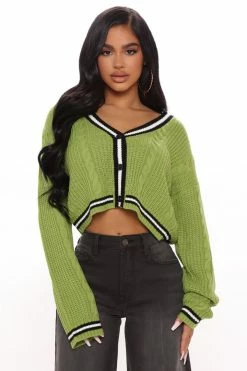 Fashion Nova Playing Games Cardigan - Green