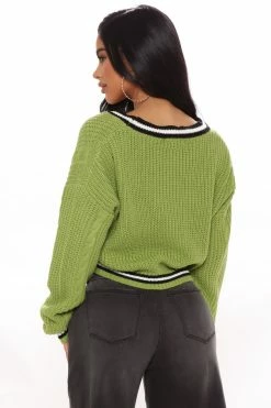 Fashion Nova Playing Games Cardigan - Green