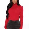 Fashion Nova Get On With It Turtleneck Sweater - Red