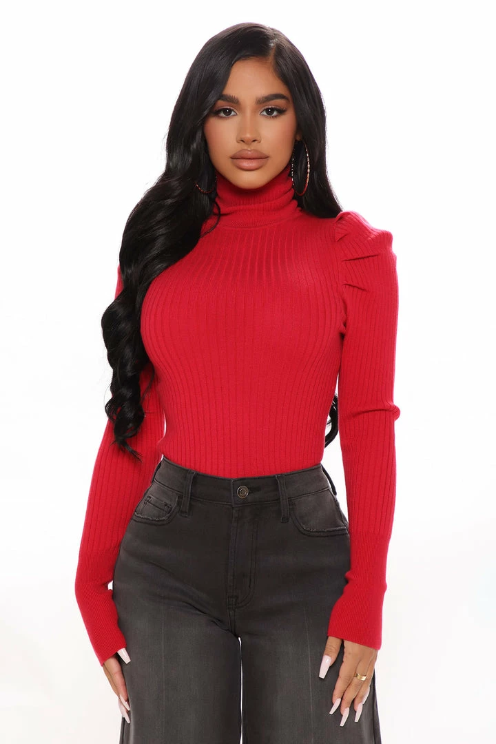 Best deal ✔️ Fashion Nova Get On With It Turtleneck Sweater - Red 🧨 1 Fashion Nova Get On With It Turtleneck Sweater - Red