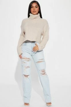 Fashion Nova Kitten Soft Rib Turtleneck Sweater - Taupe Pullovers