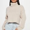Fashion Nova Kitten Soft Rib Turtleneck Sweater - Taupe Pullovers