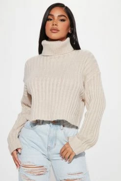Sweater Sale 41 Fashion Nova Kitten Soft Rib Turtleneck Sweater - Taupe Pullovers