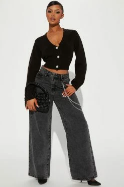 Fashion Nova Cardigans Sparkle And Shine Cardigan Sweater - Black