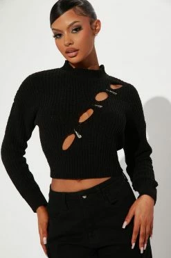 Fashion Nova Glam Gal Cut Out Sweater - Black