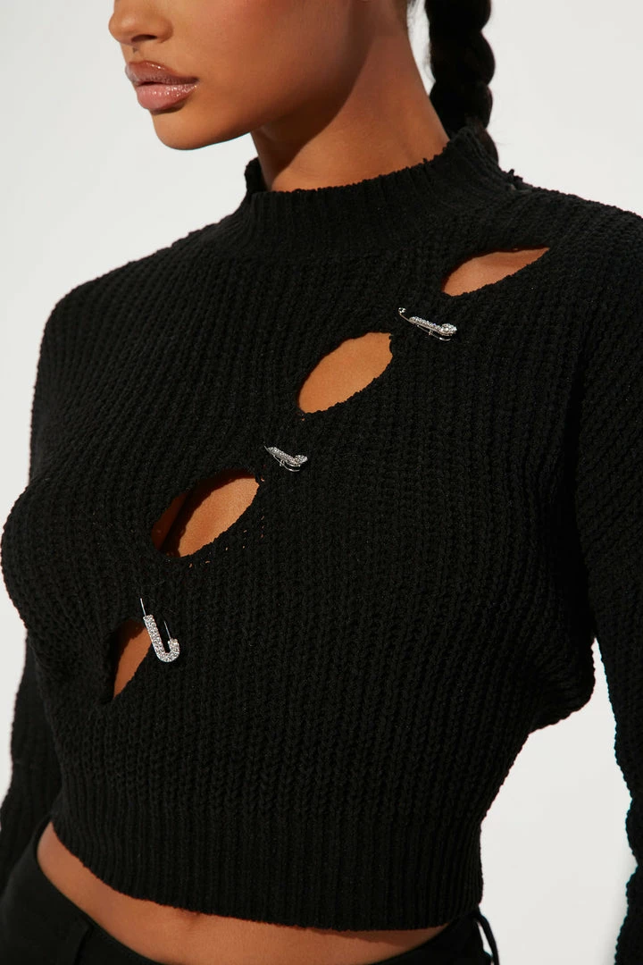 Deals π€© Fashion Nova Glam Gal Cut Out Sweater - Black β 3 Fashion Nova Glam Gal Cut Out Sweater - Black