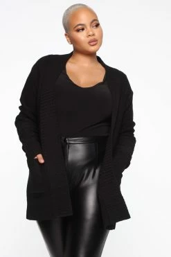 Fashion Nova Cardigans Moments After Cardigan - Black