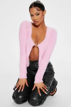 Fashion Nova Euphoric Chain Front Sweater - Pink