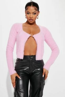 Fashion Nova Euphoric Chain Front Sweater - Pink