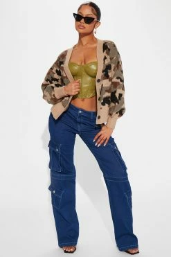Fashion Nova Now You See Me Camo Cardigan - Brown/combo Cardigans