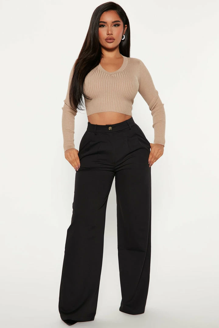 Best Pirce ⭐ Fashion Nova Sheila Ribbed Crop Sweater - Khaki 🎁 2 Fashion Nova Sheila Ribbed Crop Sweater - Khaki