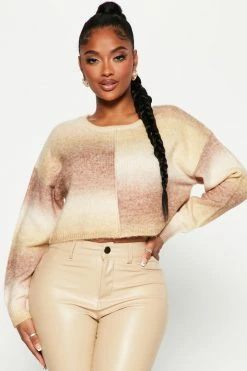Fashion Nova Not So Subtle Spacedye Sweater - Brown/combo