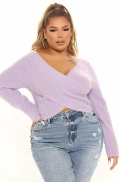 Fashion Nova Keep You Under Wraps Sweater - Purple