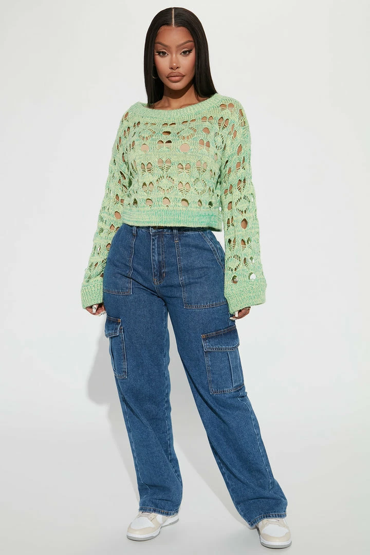 Coupon 🌟 Fashion Nova Can't Wait Open Knit Sweater - Green Pullovers 😍 2 Fashion Nova Can't Wait Open Knit Sweater - Green Pullovers