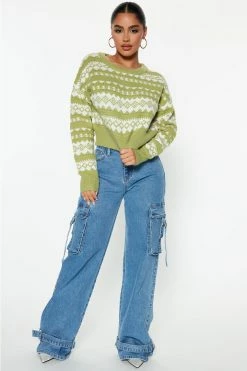 Fashion Nova Pullovers With Love Fair Isle Sweater - Green/combo