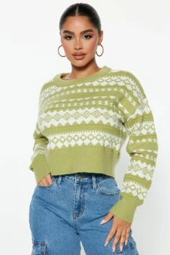 Fashion Nova Pullovers With Love Fair Isle Sweater - Green/combo