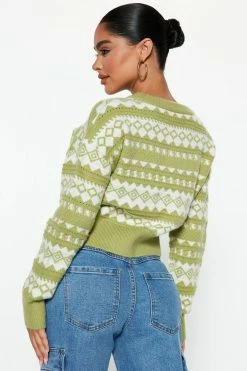 Fashion Nova Pullovers With Love Fair Isle Sweater - Green/combo