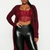 Fashion Nova Cardigans Wife Her Up Soft Rib Cardigan - Burgundy
