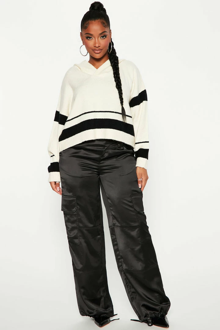 Fashion Nova Pullovers Don't Stop Me Hooded Sweater - Ivory/combo