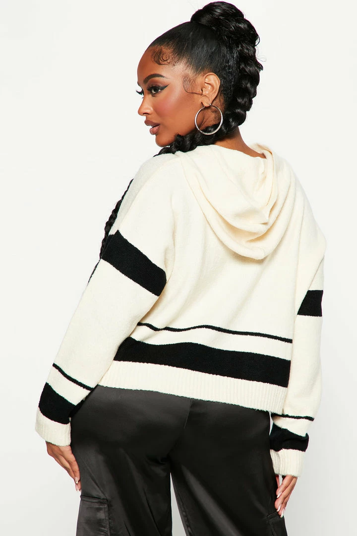 Fashion Nova Pullovers Don't Stop Me Hooded Sweater - Ivory/combo
