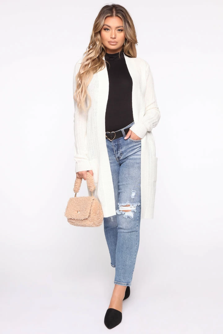 Fashion Nova Cardigans Throw It On Ribbed Cardigan - Ivory