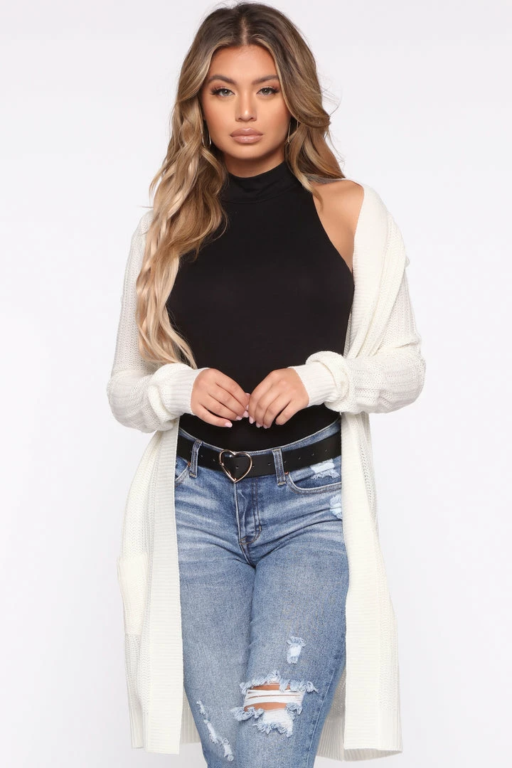 Fashion Nova Cardigans Throw It On Ribbed Cardigan - Ivory