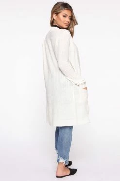 Fashion Nova Cardigans Throw It On Ribbed Cardigan - Ivory