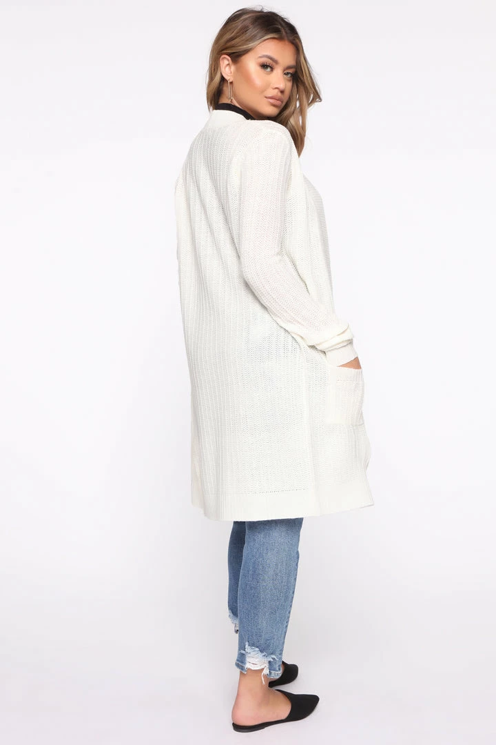 Fashion Nova Cardigans Throw It On Ribbed Cardigan - Ivory