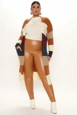 Fashion Nova Cardigans Common Interests Colorblock Cardigan - Camel/combo