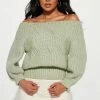 Fashion Nova Aurora Off The Shoulder Sweater - Sage