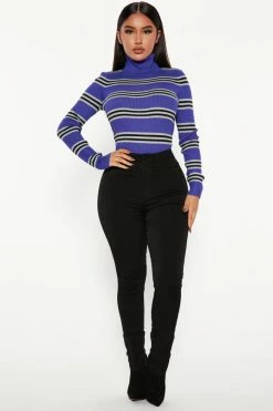 Fashion Nova Pullovers Call It Out Turtleneck Sweater - Purple/combo