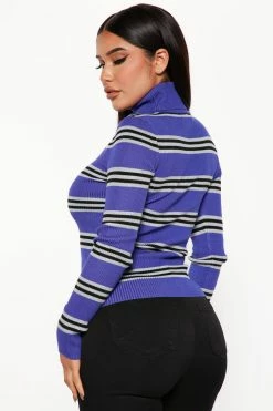 Fashion Nova Pullovers Call It Out Turtleneck Sweater - Purple/combo