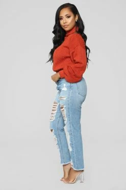 Fashion Nova Pullovers Cut Me Off Sweater - Rust