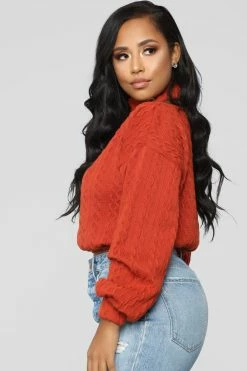 Fashion Nova Pullovers Cut Me Off Sweater - Rust