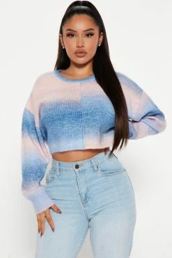 Fashion Nova Not So Subtle Spacedye Sweater - Blue/combo Pullovers