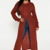 Fashion Nova Dream Girl Tunic Sweater - Brown/combo Pullovers