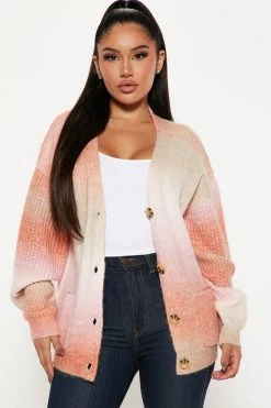 Fashion Nova Good As Always Spacedye Cardigan - Orange/combo Cardigans