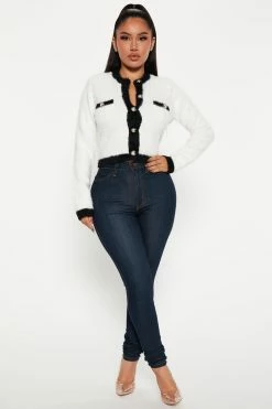 Fashion Nova Little Miss Sophisticate Cardigan - White/combo Cardigans