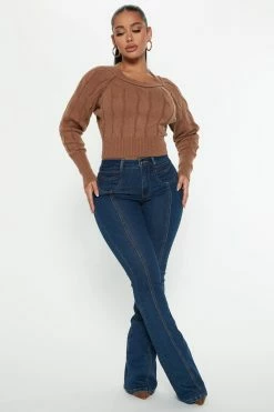Fashion Nova Pullovers Charade Cable Knit Sweater - Mocha
